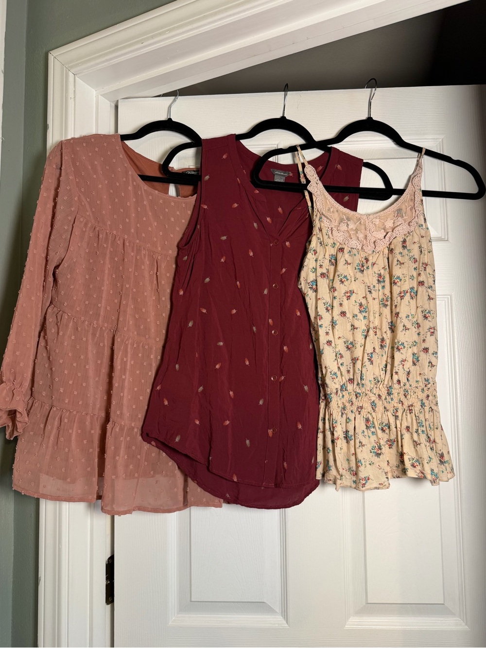 Women’s Small Boho Floral Blouse & Cami Bundle PrettyGarden Eddie Bauer Papaya